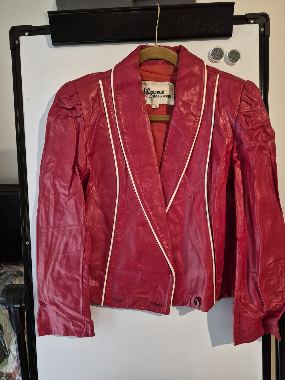 Wilsons Leather Hot Pink Leather Jacket and Pants Set with Contrast Piping - Picture 2 of 12